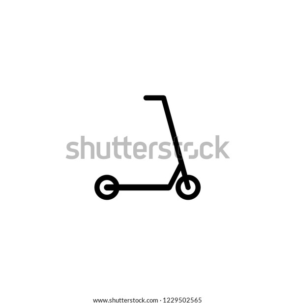 Black kick scooter or\
balance bike icon. Flat e scooter isolated on white. Vector\
illustration. Eco transport symbol. Healthy journey. Ecology. Go\
green. Hipster. 