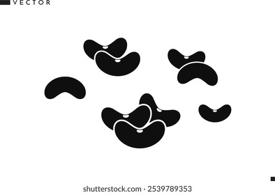 Black kidney bean vector. Organic food sign. Isolated kidney beans silhouette. Vector illustration EPS