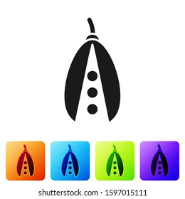 Black Kidney beans icon isolated on white background. Set icons in color square buttons. Vector Illustration