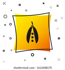 Black Kidney beans icon isolated on white background. Yellow square button. Vector Illustration