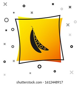 Black Kidney beans icon isolated on white background. Yellow square button. Vector Illustration