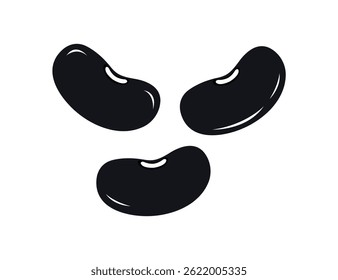 Black Kidney Beans Vector Icon. Ideal for food, nutrition, and healthy lifestyle content. Perfect for stock photography related to cooking, organic ingredient
