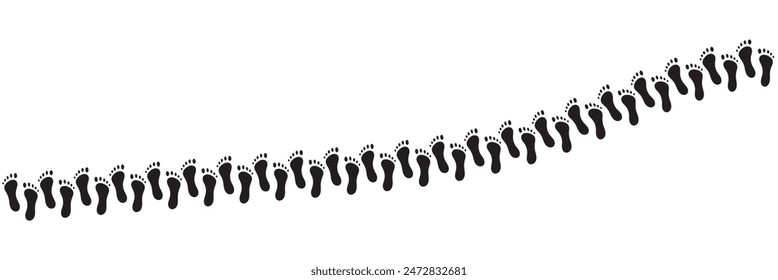 Black kids or baby feet and foot steps. New born, pregnant or coming soon child footprints. Vector illustration isolated on white.