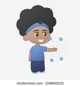 black kids playing lato lato. cute character design in flat design. illustration