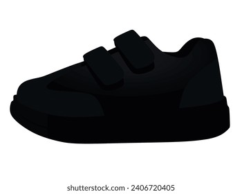 Black  kids shoe. vector illustration