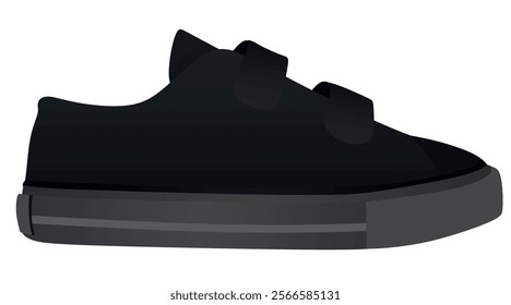 Black kids shoe. vector illustration