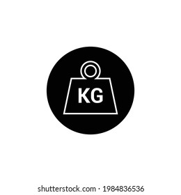 black kilogram weight icon in circle. flat style isolated on white background