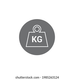 schwarzes Kilogramm Gewicht Symbol im Kreis. Flachstil einzeln auf weißem Hintergrund