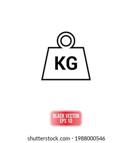 black kilogram weight icon flat style isolated on white background