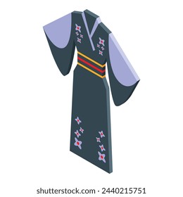 Black kimono icon isometric vector. Asian fashion. Culture lady