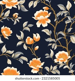 black kimono print with floral pattern