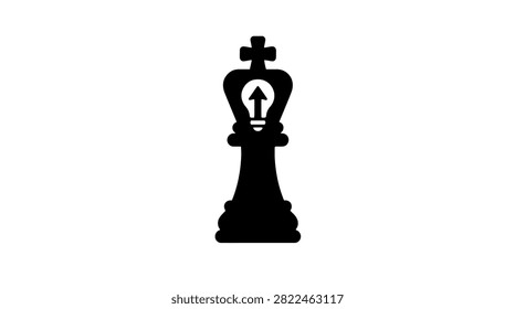 Black king chess piece icon with lightbulb symbol lightbulb strategy business