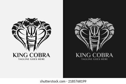 Black King Cobra Logo Design Illustration. Usable For Business Brand, Sport, Team, Mascot, Game Company.