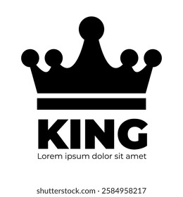 Black King Crown Logo. Monogram Simple Crown Symbol