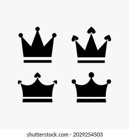 black king crown simple flat icon logo set