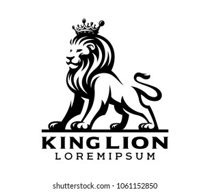 Black King Lion Label Logo Illustration