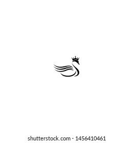 Black King Swan Logo Design Vector