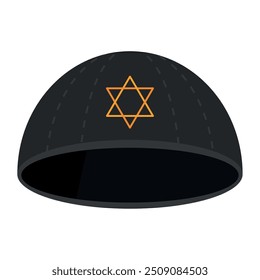 black kippah with david star isolated