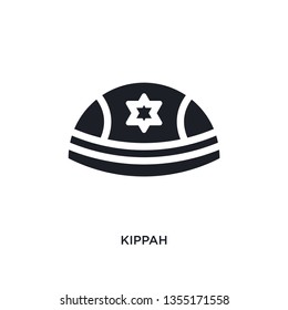 black kippah isolated vector icon. simple element illustration from religion concept vector icons. kippah editable logo symbol design on white background. can be use for web and mobile