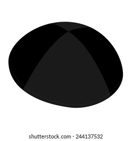 Black kippah, jewish traditional hat vector isolated on white