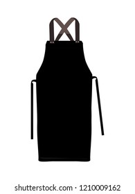 Black kitchen apron. Chef uniform for cooking vector template. Kitchen protective black apron for chef uniform illustration