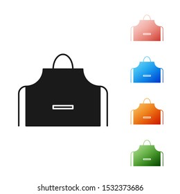 Black Kitchen apron icon isolated on white background. Chef uniform for cooking. Set icons colorful. Vector Illustration
