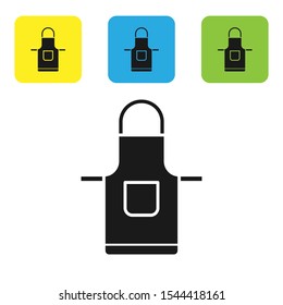 Black Kitchen apron icon isolated on white background. Chef uniform for cooking. Set icons colorful square buttons. Vector Illustration