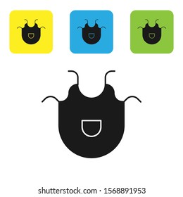 Black Kitchen apron icon isolated on white background. Chef uniform for cooking. Set icons colorful square buttons. Vector Illustration