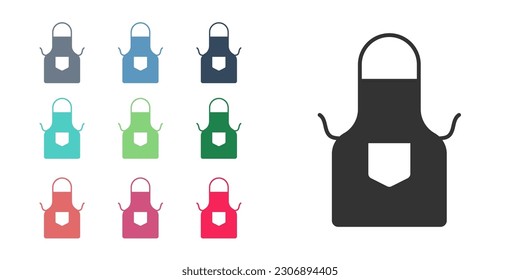 Black Kitchen apron icon isolated on white background. Chef uniform for cooking. Set icons colorful. Vector