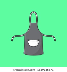 Black Kitchen Apron Vector Icon Illustration. Kitchen Apron For Cooking Or Baker Flat Icon