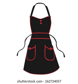 Black kitchen apron vector isolated, chef apron