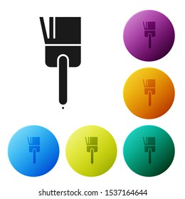 Black Kitchen brush icon isolated on white background. Set icons colorful circle buttons. Vector Illustration