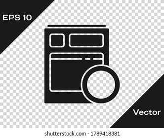 Black Kitchen dishwasher machine icon isolated on transparent background.  Vector Illustration