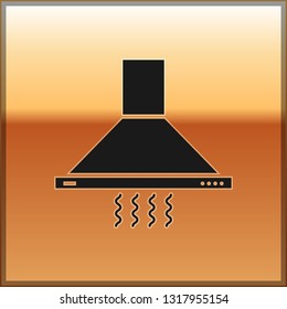 Black Kitchen extractor fan icon isolated on gold background. Cooker hood. Kitchen exhaust. Household appliance. Vector Illustration