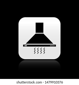 Black Kitchen extractor fan icon isolated on black background. Cooker hood. Kitchen exhaust. Household appliance. Square button vector Illustration