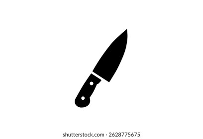 Icono negro del cuchillo de cocina en el fondo blanco.