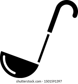 Black Kitchen ladle icon isolated on white background. Cooking utensil. Cutlery spoon sign.  Vector Illustration