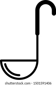 Black Kitchen ladle icon isolated on white background. Cooking utensil. Cutlery spoon sign.  Vector Illustration