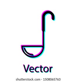 Black Kitchen ladle icon isolated on white background. Cooking utensil. Cutlery spoon sign.  Vector Illustration