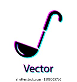 Black Kitchen ladle icon isolated on white background. Cooking utensil. Cutlery spoon sign.  Vector Illustration