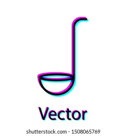 Black Kitchen ladle icon isolated on white background. Cooking utensil. Cutlery spoon sign.  Vector Illustration