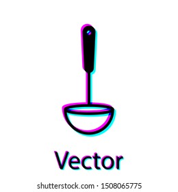Black Kitchen ladle icon isolated on white background. Cooking utensil. Cutlery spoon sign.  Vector Illustration