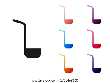 Icono de la cocina negra aislado en fondo blanco. Utensil de cocina. Señal de cuchara de cubiertos. Indique los iconos en colores. Vector