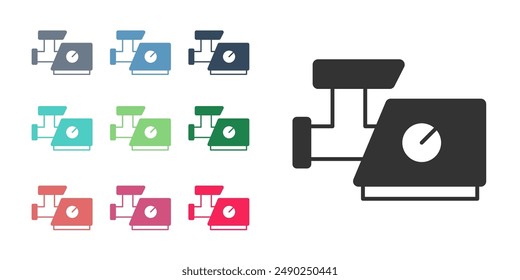 Black Kitchen meat grinder icon isolated on white background. Set icons colorful. Vector