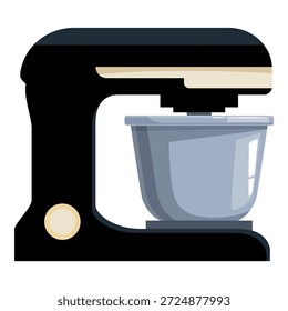 Mezclador negro del soporte de cocina con el tazón de acero inoxidable listo para hornear