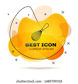 Black Kitchen whisk icon isolated on white background. Cooking utensil, egg beater. Cutlery sign. Food mix symbol. Fluid color banner. Vector Illustration