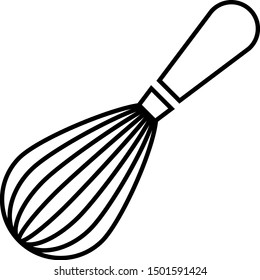 Black Kitchen whisk icon isolated on white background. Cooking utensil, egg beater. Cutlery sign. Food mix symbol.  Vector Illustration