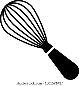 Black Kitchen whisk icon isolated on white background. Cooking utensil, egg beater. Cutlery sign. Food mix symbol.  Vector Illustration