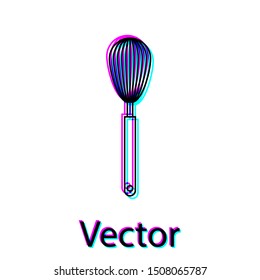 Black Kitchen whisk icon isolated on white background. Cooking utensil, egg beater. Cutlery sign. Food mix symbol.  Vector Illustration