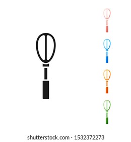 Black Kitchen whisk icon isolated on white background. Cooking utensil, egg beater. Cutlery sign. Food mix symbol. Set icons colorful. Vector Illustration